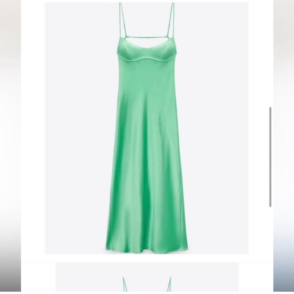 Viral Zara Satin Effect Dress in Green